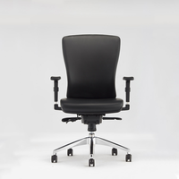 Chaise de bureau ergonomique en cuir à dossier mi-haut avec hauteur de dossier réglable, coussin en PU et accoudoirs 3D pour tâches informatiques