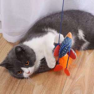 Giocattolo per Gatti a Forma di Canna da Pesca, Gioco con Erba Gatta, Asta in Legno per Gatti - Product Image 5