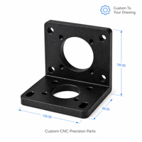 Support d'angle en aluminium anodisé noir usiné CNC sur mesure, assemblage de support d'angle à angle droit, pièces de support d'angle parallèle usinées par électroérosion à fil