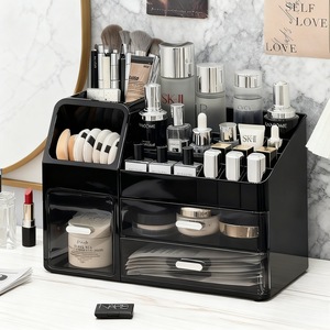 Caja de almacenamiento de cosméticos con cajones, organizador de maquillaje de plástico para escritorio, almacenamiento de productos para el cuidado de la piel y brochas, diseño impermeable - Product Image 3
