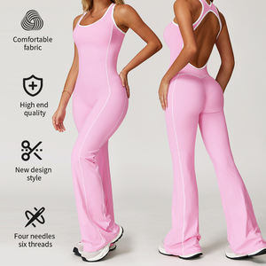 Conjunto Deportivo <span class=keywords><strong>de</strong></span> Nailon Personalizado con Contraste, Ropa Deportiva, Body <span class=keywords><strong>de</strong></span> Una Pieza para Mujer, Monos sin Espalda - Product Image 2