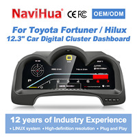 Tableau de bord numérique NaviHua 12.3 pour Toyota Fortuner Hilux, mise à niveau du compteur de vitesse, écran de rétrofit