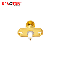 Konektor RF SMA Female Jack 2 Lubang Flange Panel Mount 4mm Isolator Dielektrik PTFE Solder Lurus Konektor RF