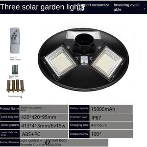 Lampe mobile solaire UFO IP66 étanche LED <span class=keywords><strong>éclairage</strong></span> à haut <span class=keywords><strong>poteau</strong></span> <span class=keywords><strong>extérieur</strong></span> rond maison villa jardin <span class=keywords><strong>terrasse</strong></span> - Product Image 6