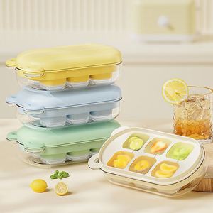 Molde de silicona cuadrado de grado alimenticio de fácil desmolde con tapa de oso desmontable, para congelación rápida de cubitos de hielo y crema, herramienta doméstica ecológica - Product Image 1