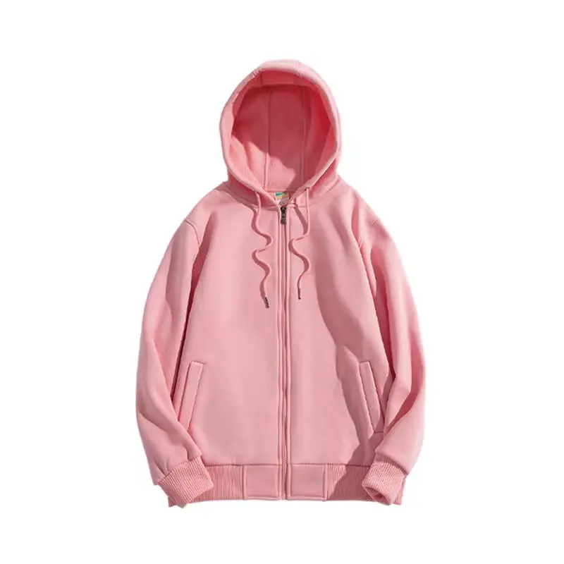 custom Men's Classic Full Zip Hooded Sweatshirt L Neon Pink