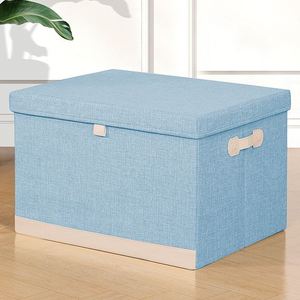 Lightweight Cotton Linen Closet Storage Bins Clothes Storage <b>Box</b> with Lid - Product Image 4