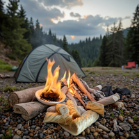 Équipement d'urgence en plein air, bâton de silex en bois naturel personnalisé pour allumer du charbon de bois, accessoires pour barbecue