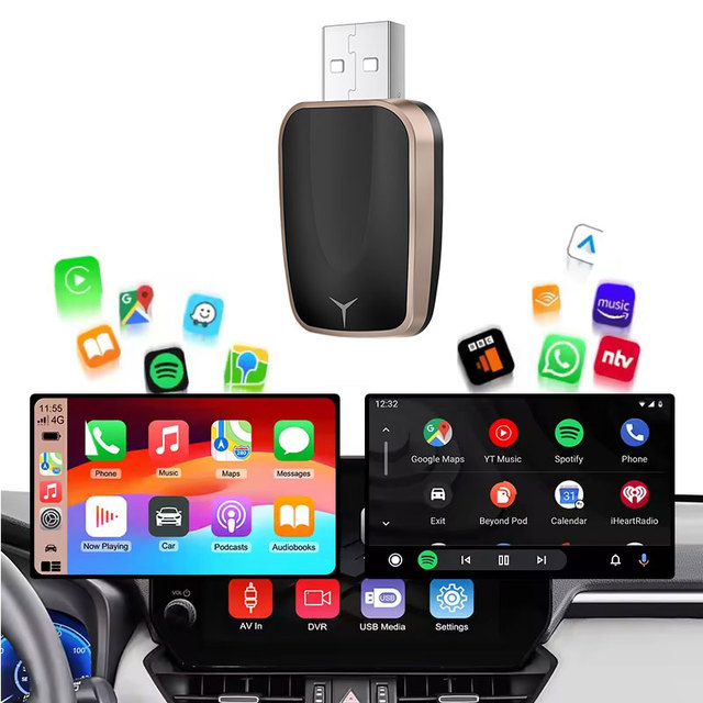 Rhythm USB-C Wireless Carplay Adapter Android Auto Dongle with Wifi Display USB Key for Carplay