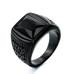 Anillo Chapado en Oro, Anillo Clásico de Estilo Sello con Gemas de Colores: Rubí, Zafiro, Esmeralda, Piedra Negra, Grabado Ornamentado, Estilo Audaz para Hombre - Product Image 5