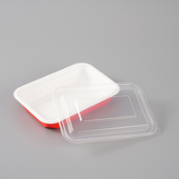 Boîte alimentaire carrée en PP ondulé rouge et blanc, jetable, étanche, pour plats à emporter, épaisseur 2 mm, idéale pour la restauration - Vente chaude du Shandong