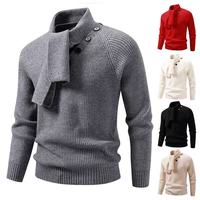 Pull en maille jacquard à diamants pour homme, col rond, manches longues, chaud pour l'hiver, en promotion
