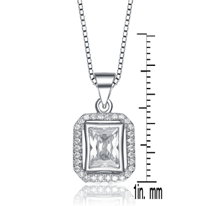 TD Collette Z Cubic Zirconia collana rettangolare Halo elegante ciondolo alla moda in argento Sterling - Product Image 3
