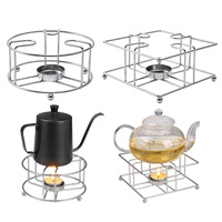 Réchauffe-théière en métal avec support pour bougie chauffe-plat, forme ronde ou carrée, pour théière en verre ou en céramique, accessoires pour le thé et le café