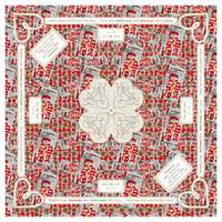 Tapis de Mahjong Bohème Bleu Foncé à Motifs Floraux en Forme de Cœur avec Instructions, Protection de Table Carrée Antidérapante