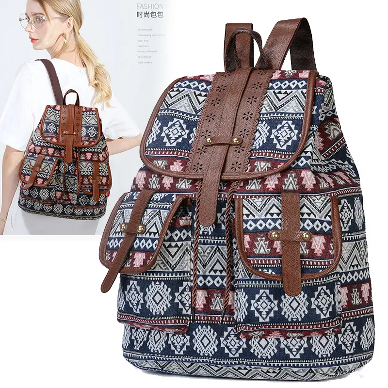 Hot sale korean style school bags backpack canvas travel backpack school bag new models