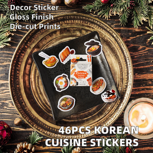 46 autocollants décoratifs en papier découpé en forme d'animaux, étanches et anti-UV, pour <span class=keywords><strong>cuisine</strong></span> coréenne, en boîte, réutilisables - Product Image 2