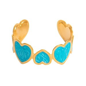 Brazalete de Acero Inoxidable Chapado en Oro con Forma de Corazón, Diseño Colorido, Joyería para Fiestas, Brazalete Unisex de Moda - Product Image 5