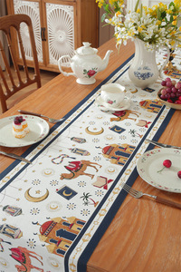 2026 Eid Ramadan Mubarak Moon Star impreso Jacquard <span class=keywords><strong>camino</strong></span> <span class=keywords><strong>de</strong></span> <span class=keywords><strong>mesa</strong></span> 35*220cm musulmán decoración del hogar Festival diseño - Product Image 2