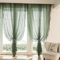 Voilages Jacquard en Dentelle pour Fenêtre Plafond, Fixation Murale, Translucides, pour Salon, Chambre, Balcon, Style Champêtre Américain