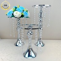 Grand support floral en métal doré pour bougies, vases de centre de table pour mariage