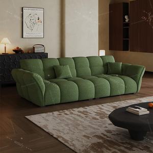 Canapé moderne de style nordique en tissu crème français avec rembourrage en laine d'agneau en forme de pétales pour petite famille - Product Image 2