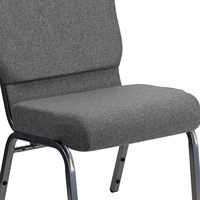 Chaise de salle à manger empilable en tissu gris de qualité commerciale, durable et personnalisable, pour église, avec revêtement en tissu noir – Vente en gros