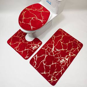 מסגרת חדר אמבטיה חוצה גבולות רצפה מחצלת טואלט שלוש חתיכה סט חם הטבעה pv קטיפה שטיח סט סט סט שיער ארוך - Product Image 4