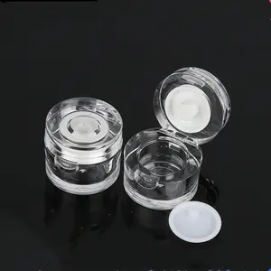 Pot cosmétique en gel acrylique de 5g, avec couvercle à rabat, transparent, rond, avec logo imprimé, coloré et personnalisé