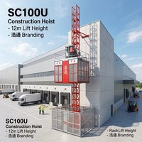 Mini-élévateur de chantier électrique SC100U avec capacité de 1000 kg, conception modulaire pour économie de fret et faible coût d'entretien