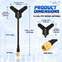 Antenne de drone FPV 3,3 GHz 3100/3500 MHz 6 dBi avec câble coaxial RG141 et connecteur SMA mâle pour transmetteur vidéo d'avion RC