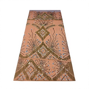 Tela de Terciopelo Africana Bordada con Cuentas, Patrón Floral, Decoración con Pedrería, Ropa Kanga, Ecológica, Elegante y Tradicional - Product Image 1