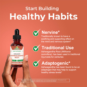Extracto de Raíz de Ashwagandha Orgánico en Gotas Líquidas con Etiqueta Personalizada, Suplemento Herbal para Dormir, Relajación, Aumento de Energía y Función Cerebral - Product Image 2