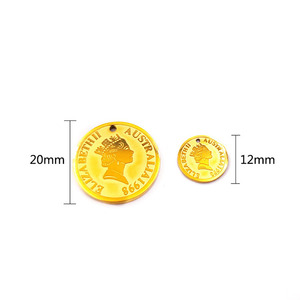 Pendentif rond en acier inoxydable plaqué or 18 carats, charme Empress Queen, pièce de monnaie anglaise Elizabeth, <span class=keywords><strong>petit</strong></span> pendentif princesse <span class=keywords><strong>prince</strong></span> - Product Image 2