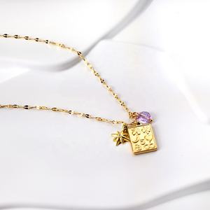 Collier pendentif étoile de mer en acier inoxydable, chaîne plate, plaqué or 18 carats, design tendance et interchangeable - Product Image 4