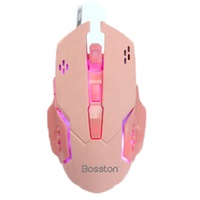 BOSSTON BS-12 souris de jeu USB 3200dpi avec lumière LED 6D orientation optique droite pour PC portable