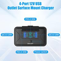 Prise murale USB 78W 4 ports 12V, double PD 36W et double QC3.0 18W, chargeur léger à montage en surface