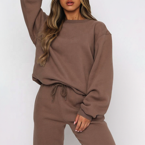 Di alta Qualità Unisex Tuta 2 Pezzi Set Marrone delle Donne Più Il Formato Con Cappuccio Jogger Tute - Product Image 4