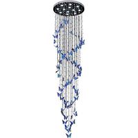 JACKSUN Long K9 Cristal Papillon Décoré Pendentif Lumière Plafond Led Lustre Lampe Nordique Cercle Spirale Escalier Pendentif
