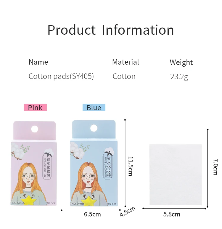 LMLTOP Factory Price 80pcs Thin Cotton Pad For Face Clean Care Custom Logo Organic Cotton Makeup Remover Pads SY405