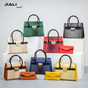 QAZA Luxus 2-In-1 Damenhandtaschen 2024 Designer neue Mode Kunststoff-Krokodilleder hochwertige Damen-Geldbörsen und Handtaschen