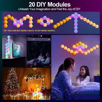 Lampe murale hexagonale intelligente RGB en ABS, lumière d'ambiance à changement de couleur, veilleuse DIY, rythme musical, application, salle de jeux, chambre à coucher