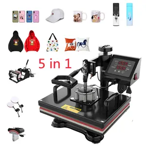 Machine de transfert par pression à chaud multifonction 5 en 1, impression par sublimation, plaques, tasses, t-shirts