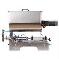 Machine de remplissage horizontale à piston pour beurre de cacahuète, sauce chili, sauce épaisse pour salade, tahini, pâte en bouteille, avec mélangeur chauffant