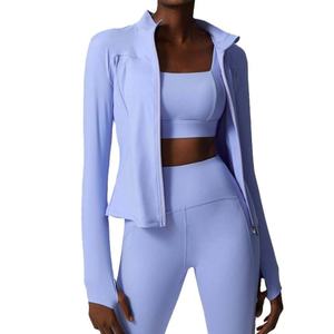 Chaqueta Deportiva de Yoga para Mujer, Personalizada, para Exteriores, con Cremallera, Elástica, Holgada, sin Costuras - Product Image 1