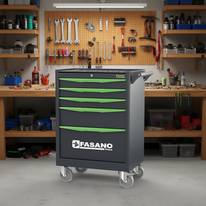 Fasano Tools 5 Drawer Rolling Tool Cart With Green Handles And Lockable Drawers For Garage <b>Workshop</b> <b>Storage</b> - Product Image 3