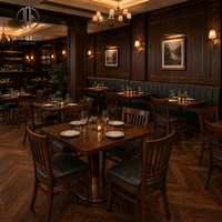 Ensemble de meubles Ron Group, banquette rembourrée personnalisée, table carrée, chaise rembourrée en cuir avec structure en bois