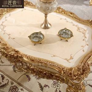 Meuble TV et <span class=keywords><strong>table</strong></span> basse combinés en bois massif doré de style européen, sculptés et <span class=keywords><strong>d</strong></span>écoratifs, pour le salon - Product Image 4