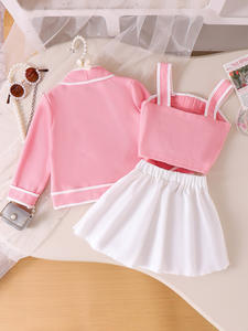 Conjunto de Ropa para Niñas, Chaqueta de Manga Larga, Chaleco, Falda Plisada, Color Rosa, Ropa para Niñas de <span class=keywords><strong>2</strong></span> a 7 Años - Product Image 5