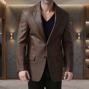 Chaqueta de Cuero Genuino Black Buffalo de BS International, Impermeable y Resistente al Viento, Unisex, con Cuello Mandarín Personalizado - Product Image 1